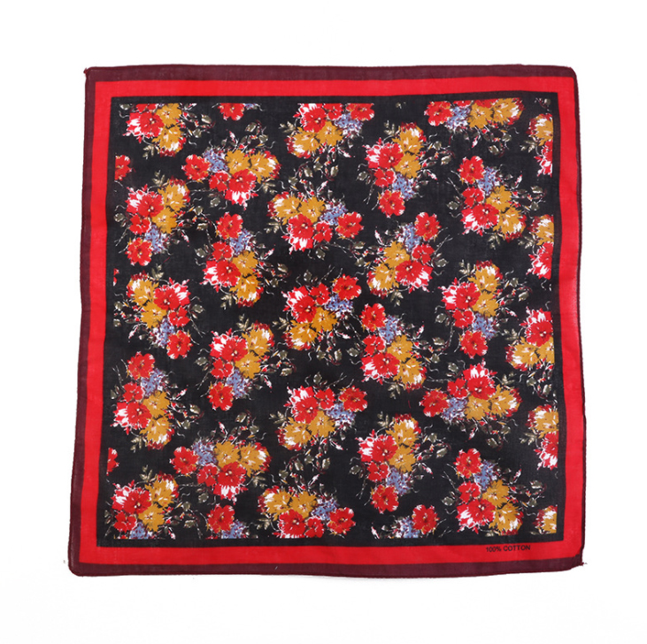 Khăn Bandana phong cách Vintage dễ thương 54x54cm - BDN06.10 đỏ đen