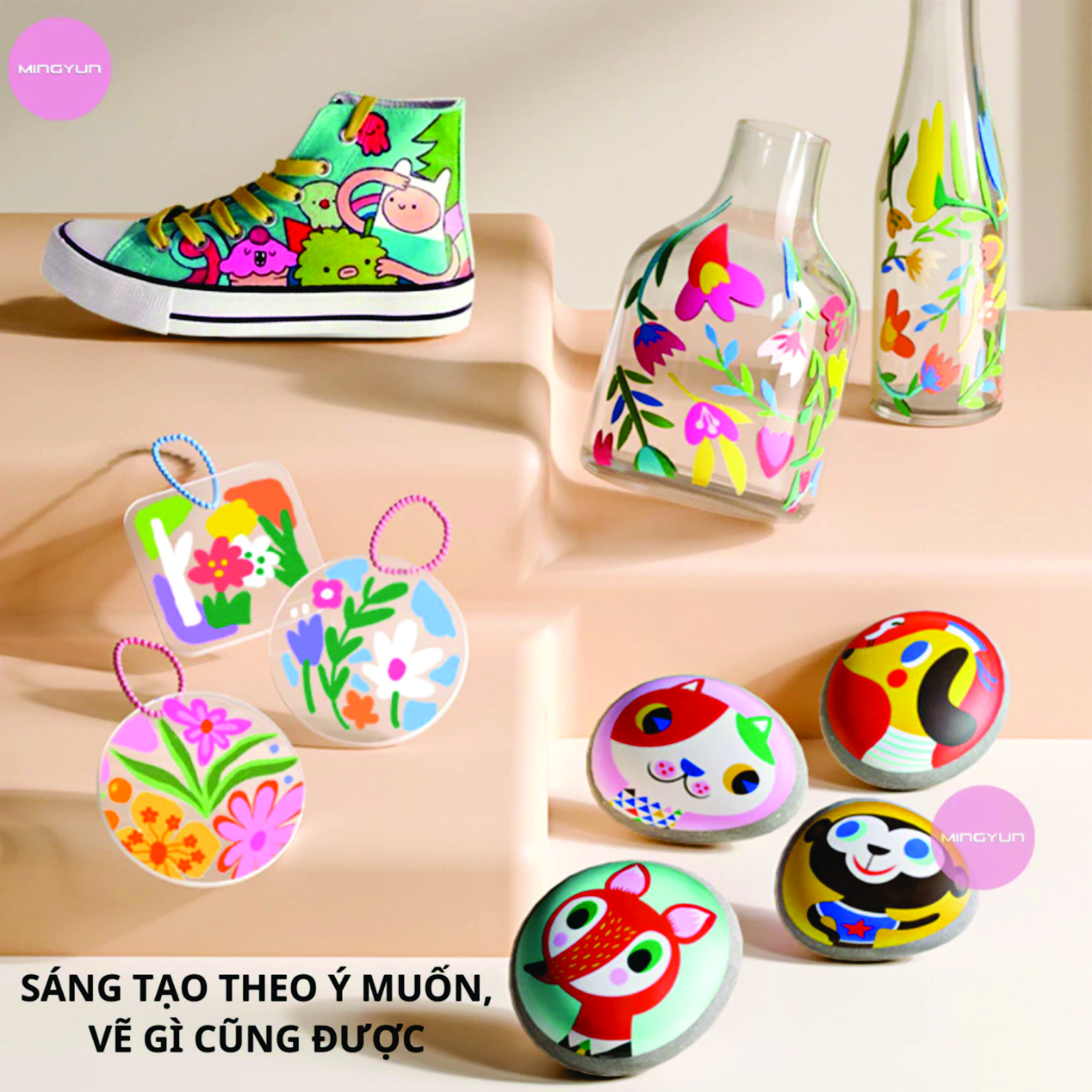 [MỚI] Bút Sơn Acrylic Marker THÊM 80% MỰC - 60 Màu Tô Trên Mọi Chất Liệu  Vẽ Giày Vải Chai Lọ Nhựa