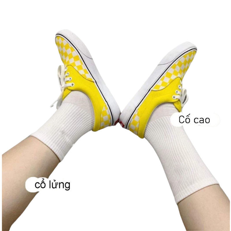 Tất Vớ Trắng Đen Thể Thao Cổ Ngắn, Cổ Trung, Cổ Cao Nam Nữ Vải Dệt Kim HBH