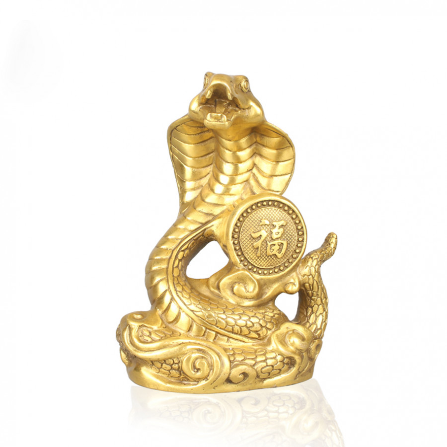 Tượng linh vật con rắn chầu chữ phúc bằng đồng thau cỡ trung phong thủy Tâm Thành Phát