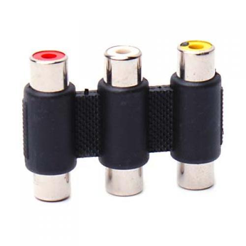 Female To Female 3 RCA AV Coupler Adapter
