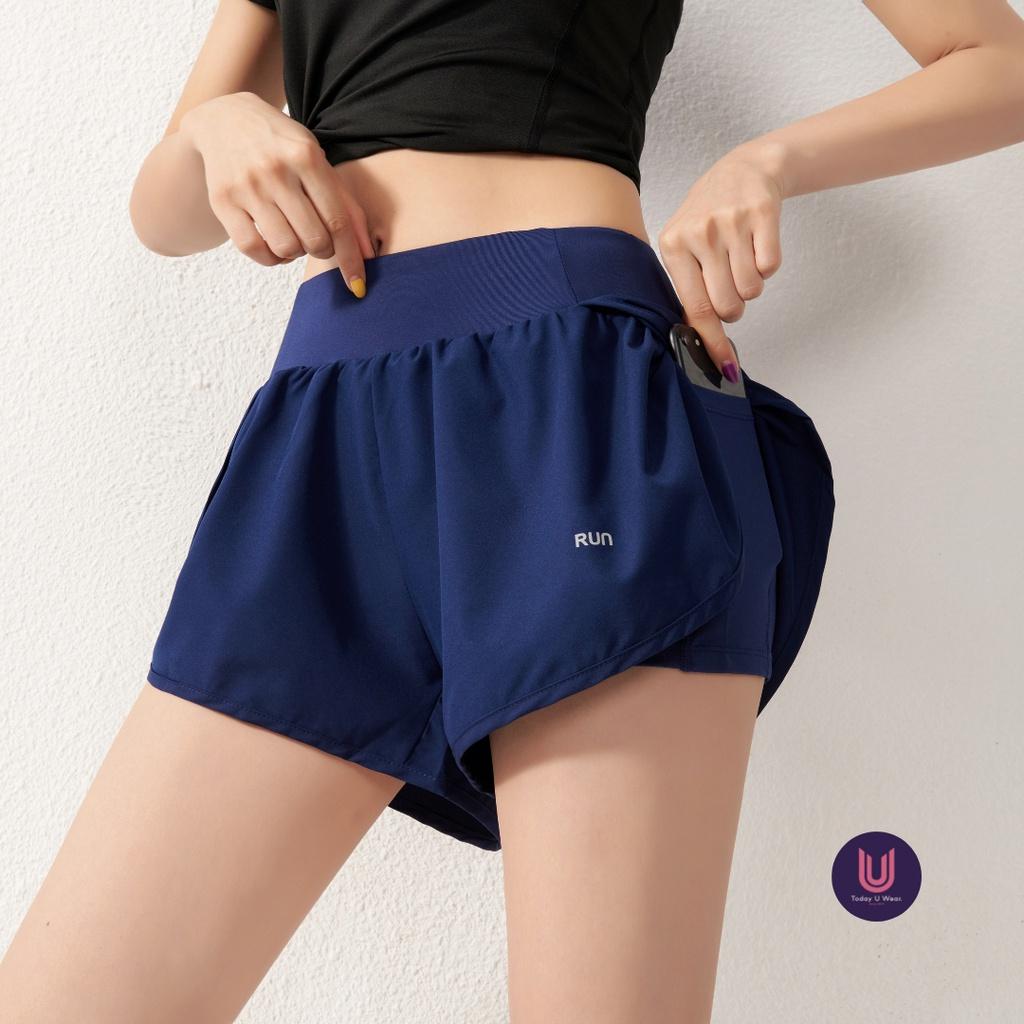 Quần Đùi Tập Thể Thao, Chạy Bộ Running Shorts (2 lớp, cạp cao, có túi, thoáng mát, thấm hút tốt, chất liệu cao cấp )