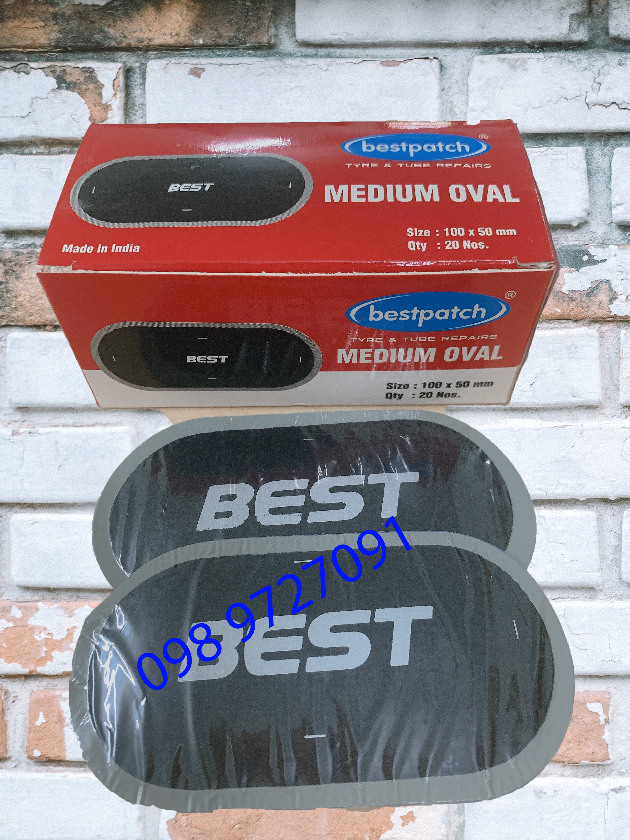 10 miếng vá vỏ săm lốp xe máy, ôtô BEST Medium Oval