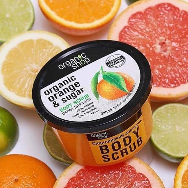 Tẩy Tế Bào Chết Body Dưỡng Da Ẩm Mịn Organic Shop Body Srucb 250ml + Tặng Kèm 1 Băng Đô Tai Mèo