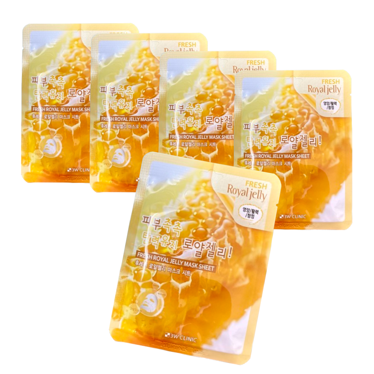 Combo 5 Mặt nạ chiết xuất sữa ong chúa 3W Clinic Fresh Royal Jelly Mask Sheet 23ml  x 5