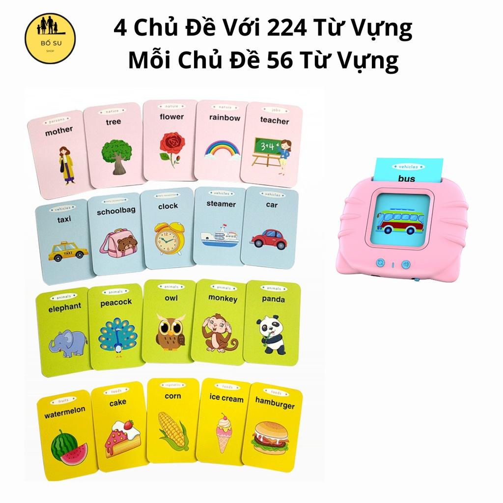 Máy đọc thẻ tiếng anh flashcard con mèo cho bé 224 từ vựng không sóng điện từ