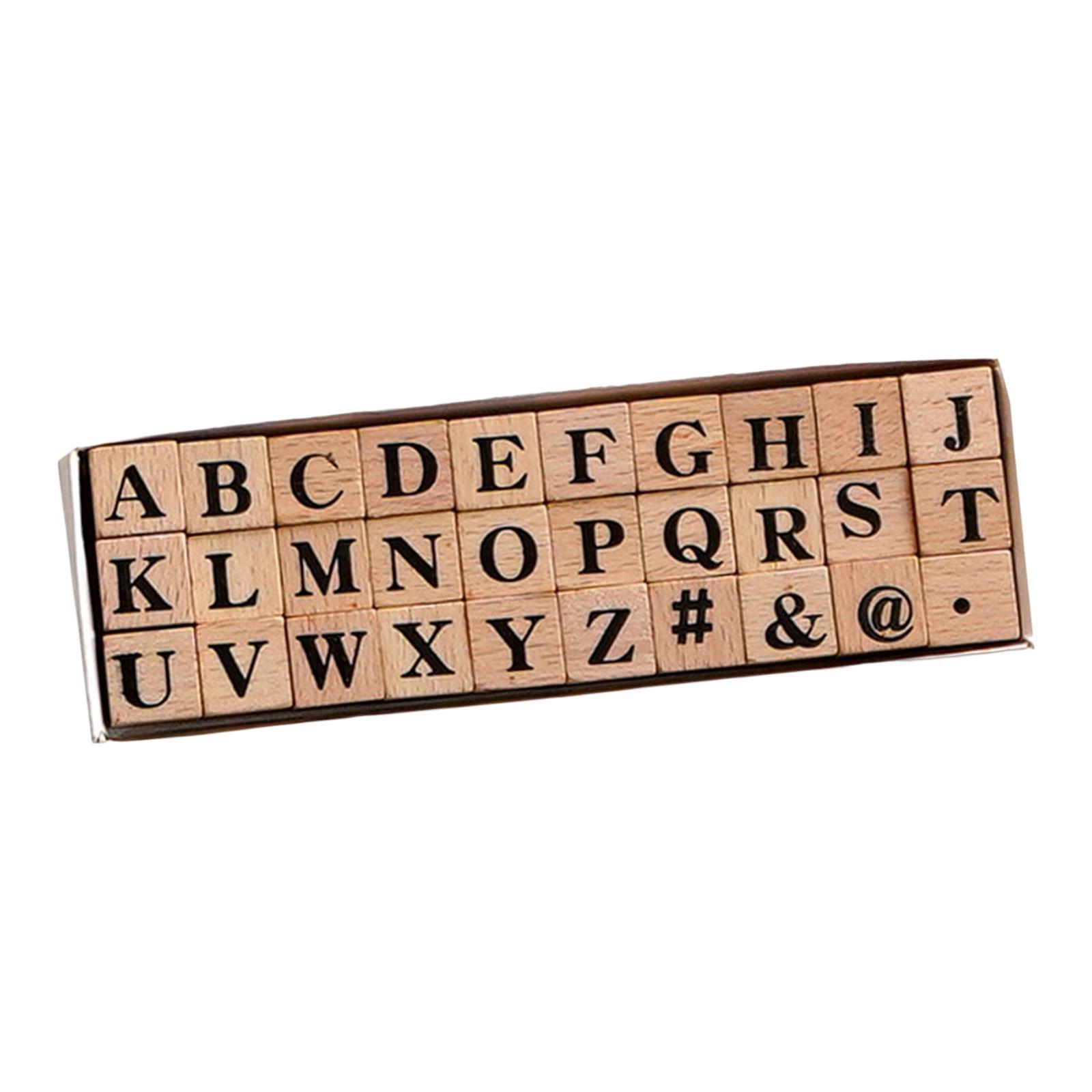 Set of Wooden Letters Rubber Stamp Set Scrapbook Stationery DIY Art Crafts