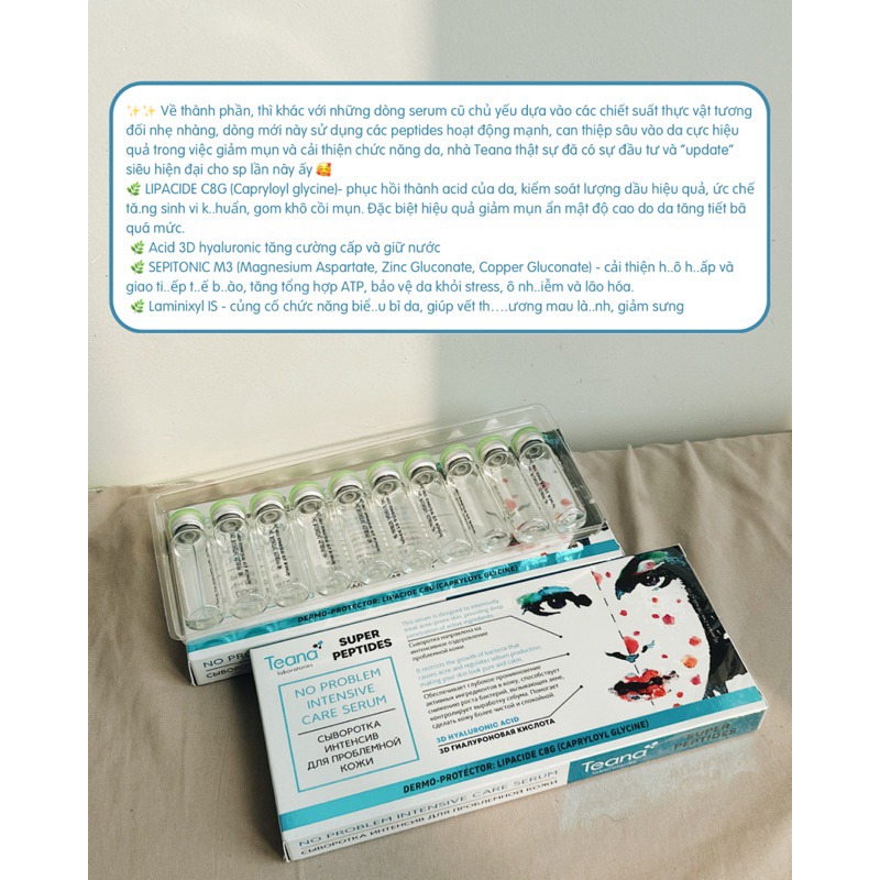 Hộp 10 lọ Teana Intensive No problem GIẢM mụn ẩn trứng cá