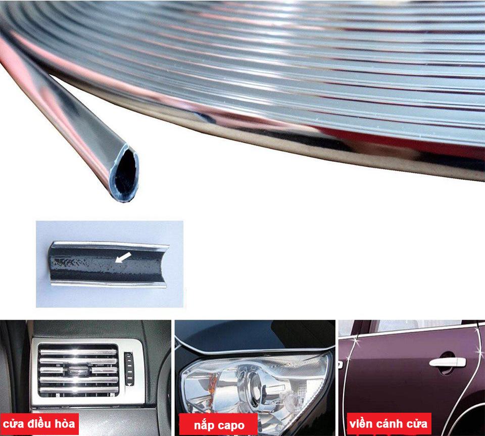 Nẹp Viền Mạ Crom Oto Cuộn 13M Chống Va Đập Cánh Cửa, Trang Trí Nắp Capo, Cốp Xe Và Cửa Gió Điều Hòa