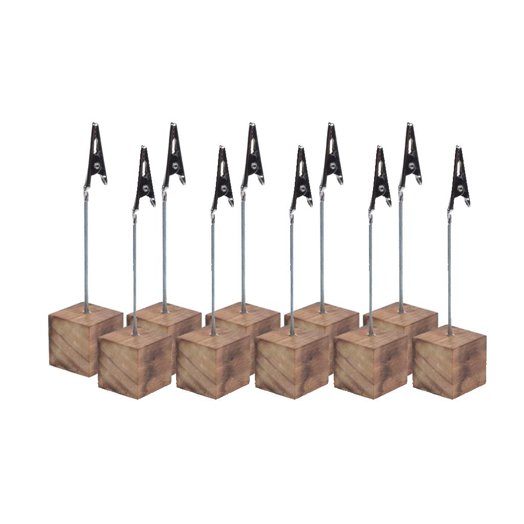 Set 10 Kẹp Giấy / Thiệp / Ảnh Thiết Kế Đế Gỗ