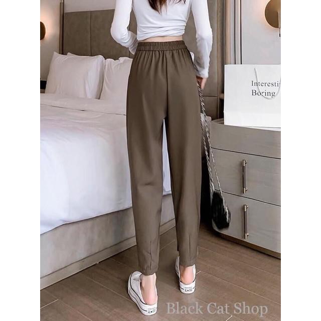Quần baggy bo gấu khóa kéo ống cá tính - Quần tây baggy lưng thun cạp chun ống bo gấu Mặc đi làm công sở đi học xinh