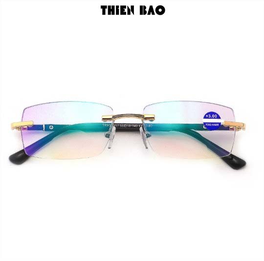 Kính lão thị, viễn thị Hai tròng nhìn XA - GẦN đọc chữ nhìn xa, tròng váng xanh, GỌNG KHOAN nam nữ không viền KT1K
