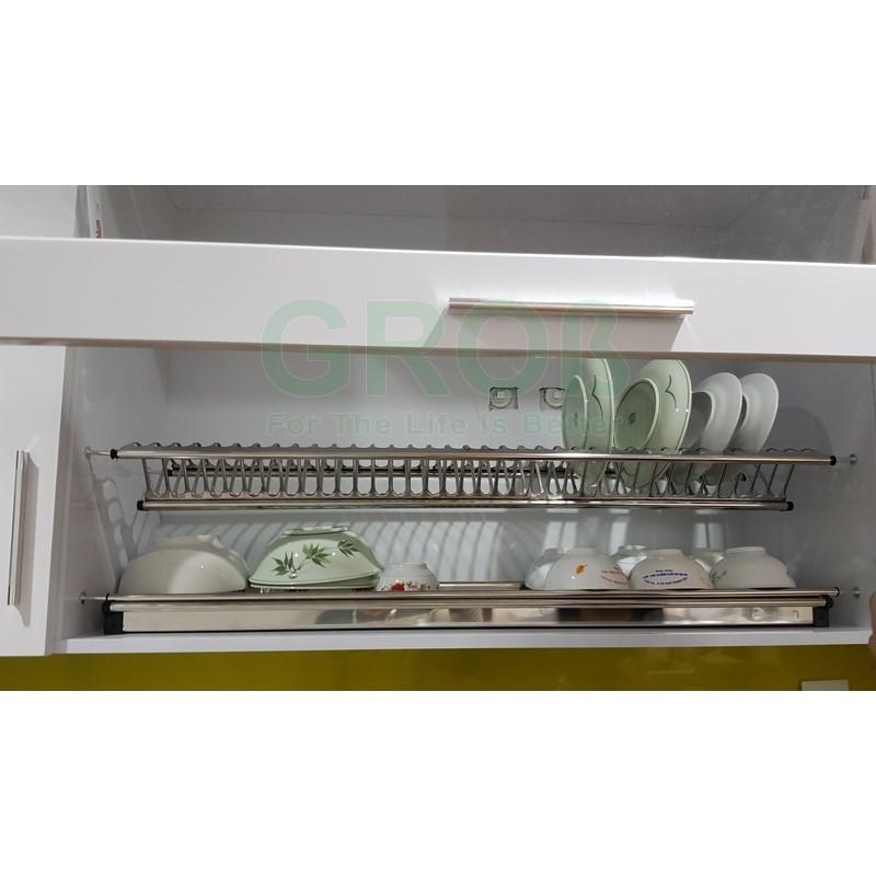 Giá bát đĩa cố định 2 tầng khung nhôm inox SUS304