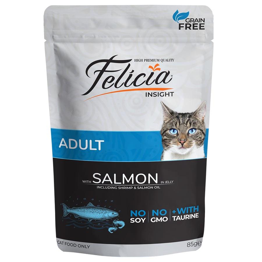 Pate Vị Cá Hồi Cho Mèo Trưởng Thành Felicia Adult Cat Salmon In Jelly Gói 85g - Xuất Xứ Litva Châu Âu