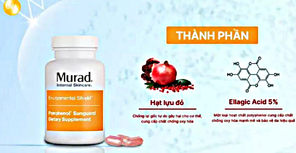 Viên uống chống nắng nội sinh Murad Hộp 60v, chiết xuất từ quả lựu, giúp bảo vệ da khỏi tác động của tia tử ngoại, làm sáng, mịn da, mang lại làn da tươi trẻ, khỏe mẫu mới