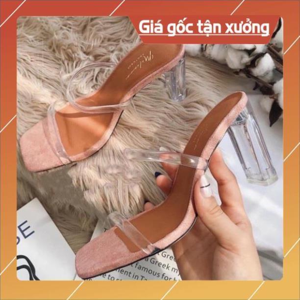 Dép Cao Gót Nữ Quai Trong Gót 7cm Siêu Hót