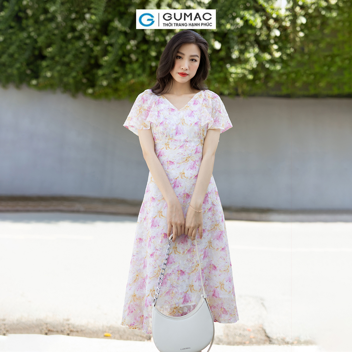 Đầm hoa phối bèo GUMAC DD08069
