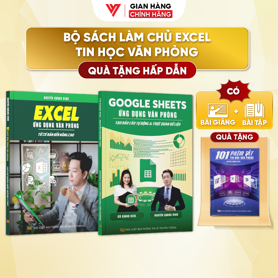 Combo 2 Sách Excel – Google Sheet ĐÀO TẠO TIN HỌC Chuyên Ứng Dụng Văn Phòng Kèm Video Bài Giảng