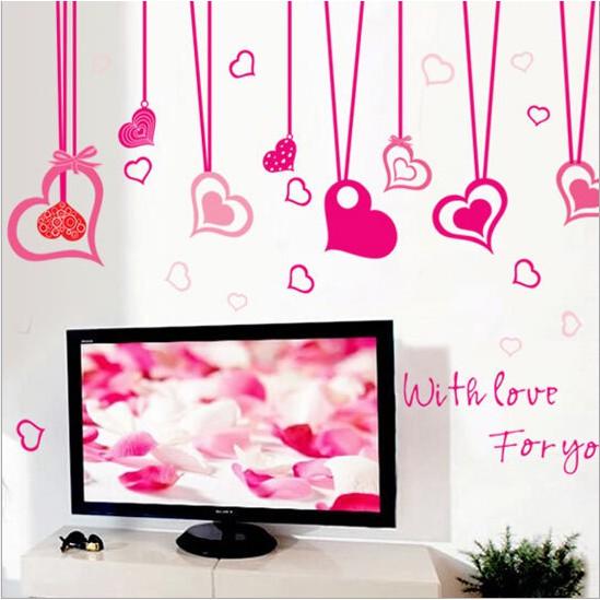 Decal trái tim dây hồng