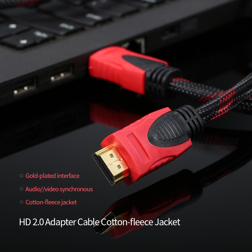 HD Cable High Speed 2.0 Adapter Cable Braided Cord 4K 3D Gold-plated Connectors Support 1080P for PC Laptop Projector TV