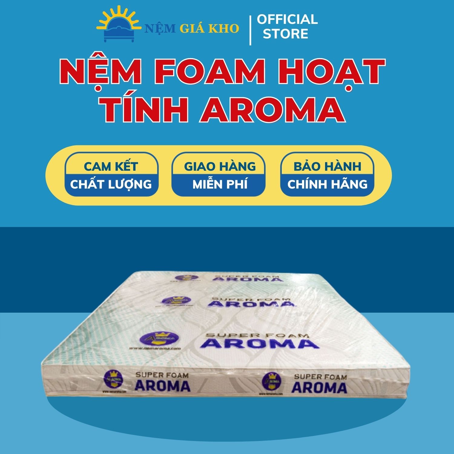 Nệm Aroma Super Foam Cao Cấp Êm Ái Thoáng Mát Nâng Đỡ Cơ Thể Hỗ Trợ Giấc Ngủ Ngon