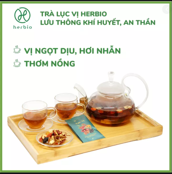 TRÀ THẢO MỘC CUNG ĐÌNH LỤC VỊ HERBIO - giúp lưu thông khí huyết, giảm đau bụng kinh, an thần, ăn ngon