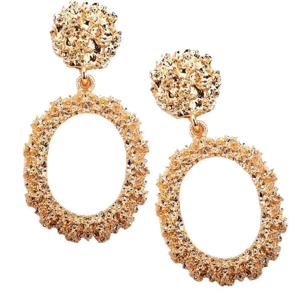 Dangle Earrings Women Fashion Oval Hoop Court Ear Drop Golden
