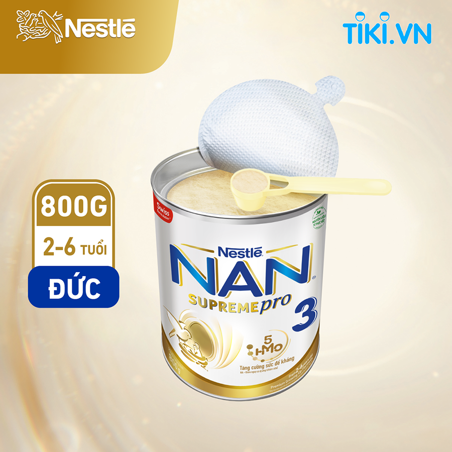 Sữa bột Nestlé NAN SupremePro 3 nhập khẩu từ Đức với 5HMO giúp tăng đề kháng, đạm Gentle Optipro giúp dễ hấp thu & ngừa nguy cơ dị ứng (chàm sữa) (2 - 6 tuổi)