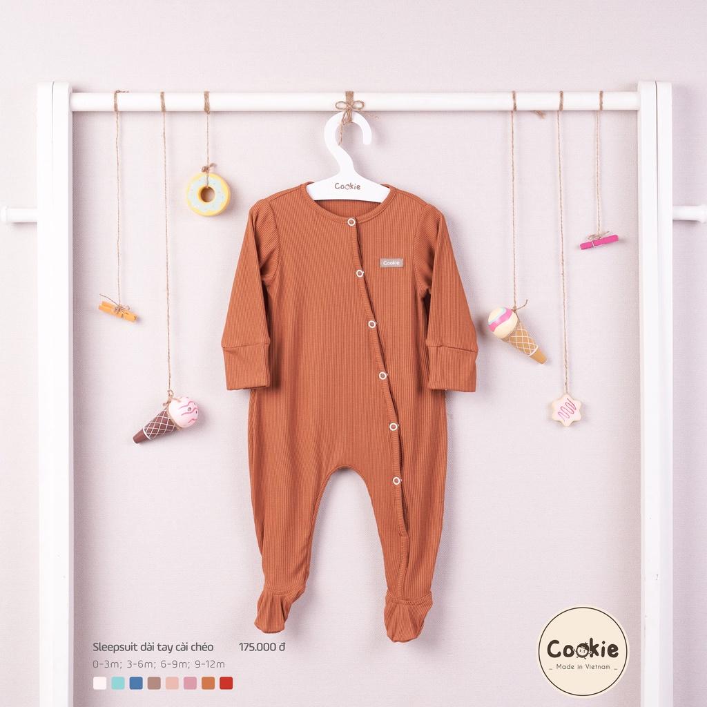 Body Có Tất Cookie/ Bộ SleepSuit Cookie Dài Tay Cài Chéo Liền Tất Chất Cotton Tăm Mềm Mại