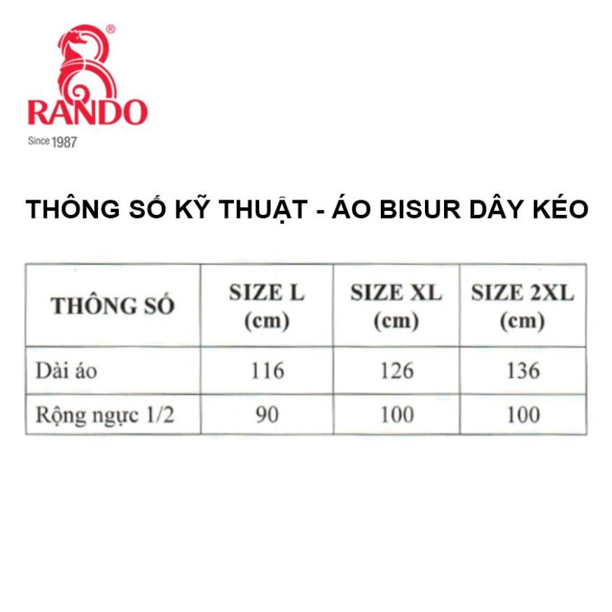 Áo Mưa 1 Người Bít Sườn Bisur Dây Kéo, GIÁ SỈ, Chính Hãng RANDO, Vải Dù Cao Cấp Không Thấm Nước, Có Phản Quang An Toàn