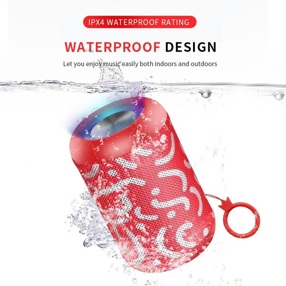 Loa không dây Bluetooth Âm thanh chống nước TWS Kết nối Bluetooth 5.0 Âm thanh vòm Cuộc gọi rảnh tay Thẻ TF Đài FM Loa AUX Màu sắc: Đỏ