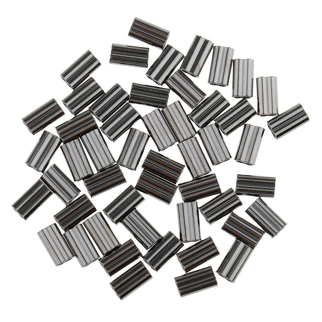 100pcs Double Barrel Copper Crimp Sleeves 10mm Fishing Crimps for Rig Making - Sizes 1.5mm 2.0mm Bore