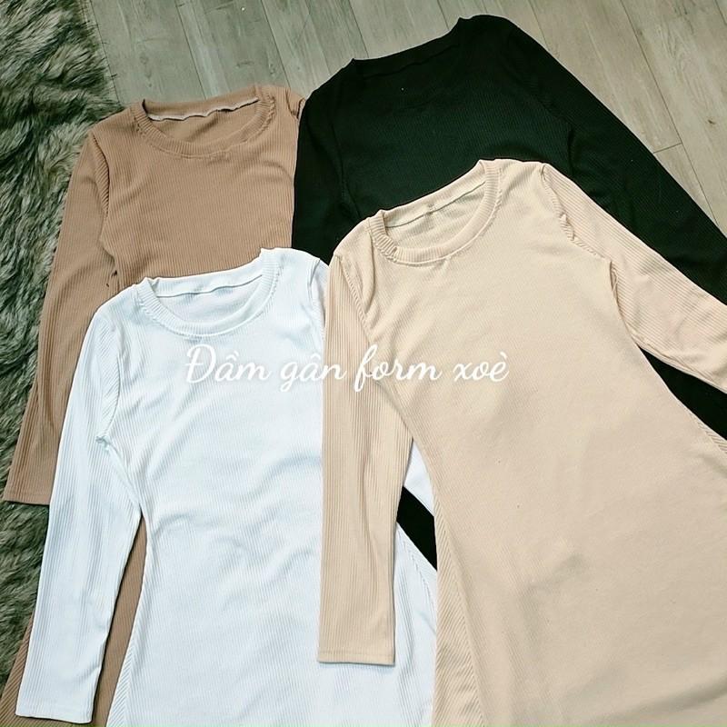 Đầm gân xoè tay dài thời trang thanh lịch