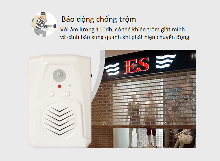 Báo khách thông minh gắn thẻ nhớ cảm biến chuyển động qua mắt hồng ngoại cao cấp ( TẶNG KÈM BỘ 6 CON BƯỚM PHÁT SÁNG DẠ QUANG )