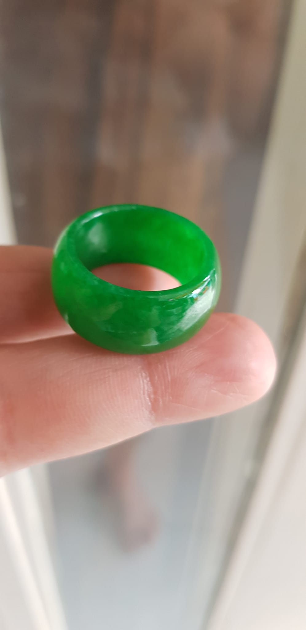 ️Nhẫn Nam Đá cẩm thạch xanh ngọc lý tươi bóng đẹp Nhẫn Ni 18mm x cao 11mm x dầy 3mm Hợp nam nữ mệnh mộc mệnh hỏa mệnh Thủy đeo ni nhỏ 18mm đẹp ạ