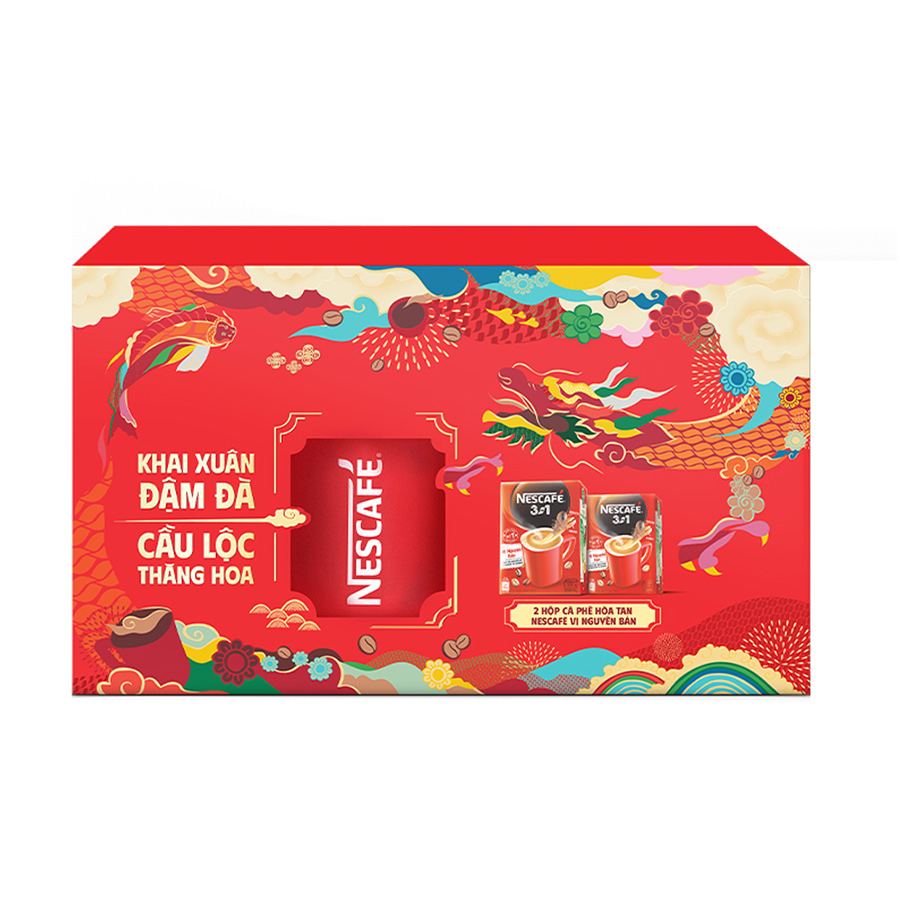 [Hộp Quà Tết] Nescafé 3in1 Vị Nguyên Bản - 2 Hộp X 20 Gói (Tặng 1 Ly Sứ Cao Cấp)