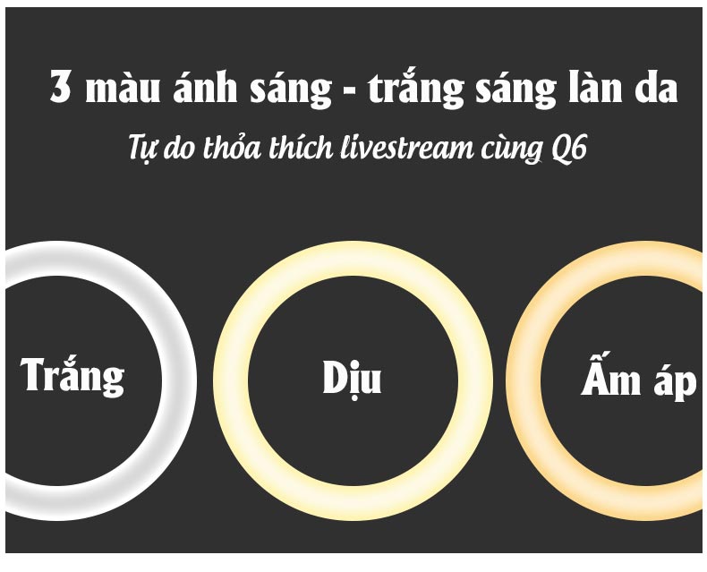 Đèn LED ring CYKE Q6 thiết bị không dây, hỗ trợ livestream bán hàng, trang điểm, chụp hình, quay video, phụ kiện gậy chụp hình, hàng chính hãng