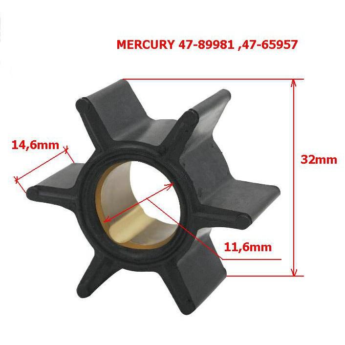 Cánh quạt Đài Loan bơm nước làm mát cano MERCURY 4.5HP, 7.5HP, 9.8HP, 47-89981, 47-65957