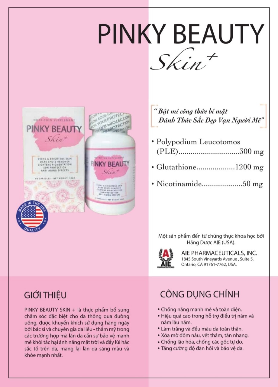 VIÊN UỐNG CHỐNG NẮNG - TRẮNG DA - MỜ NÁM PINKY BEAUTY + SKIN