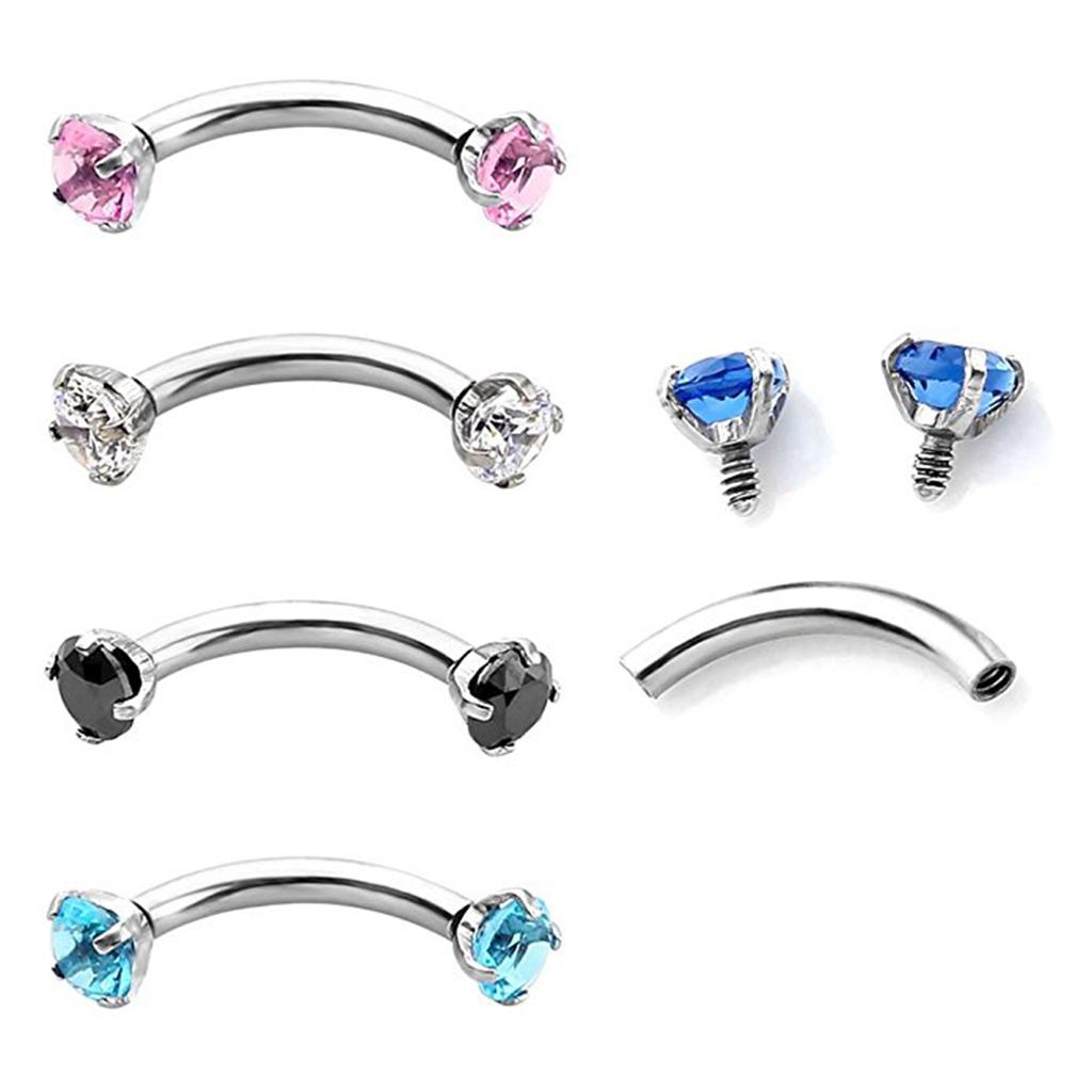 Stainless Steel Zircon Curved Barbell Eyebrow Piercing Jewellery White