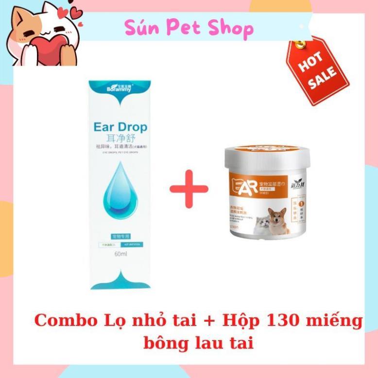 Lọ nhỏ tai cho chó mèo Borammy 60ml (Dung dịch vệ sinh tai cho thú cưng chiết xuất thiên nhiên)