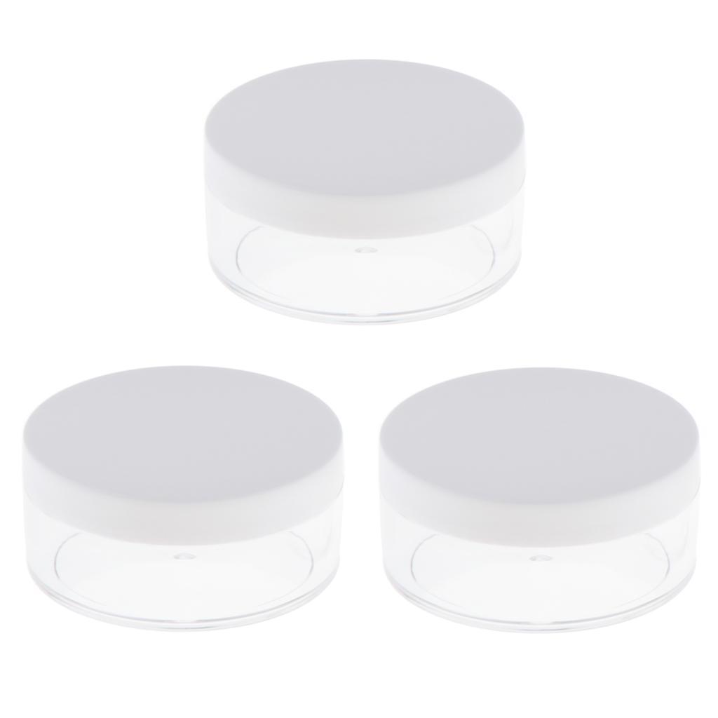 3x Loose Powder Container Powder Puff Case Powder Makeup Storage Jars White