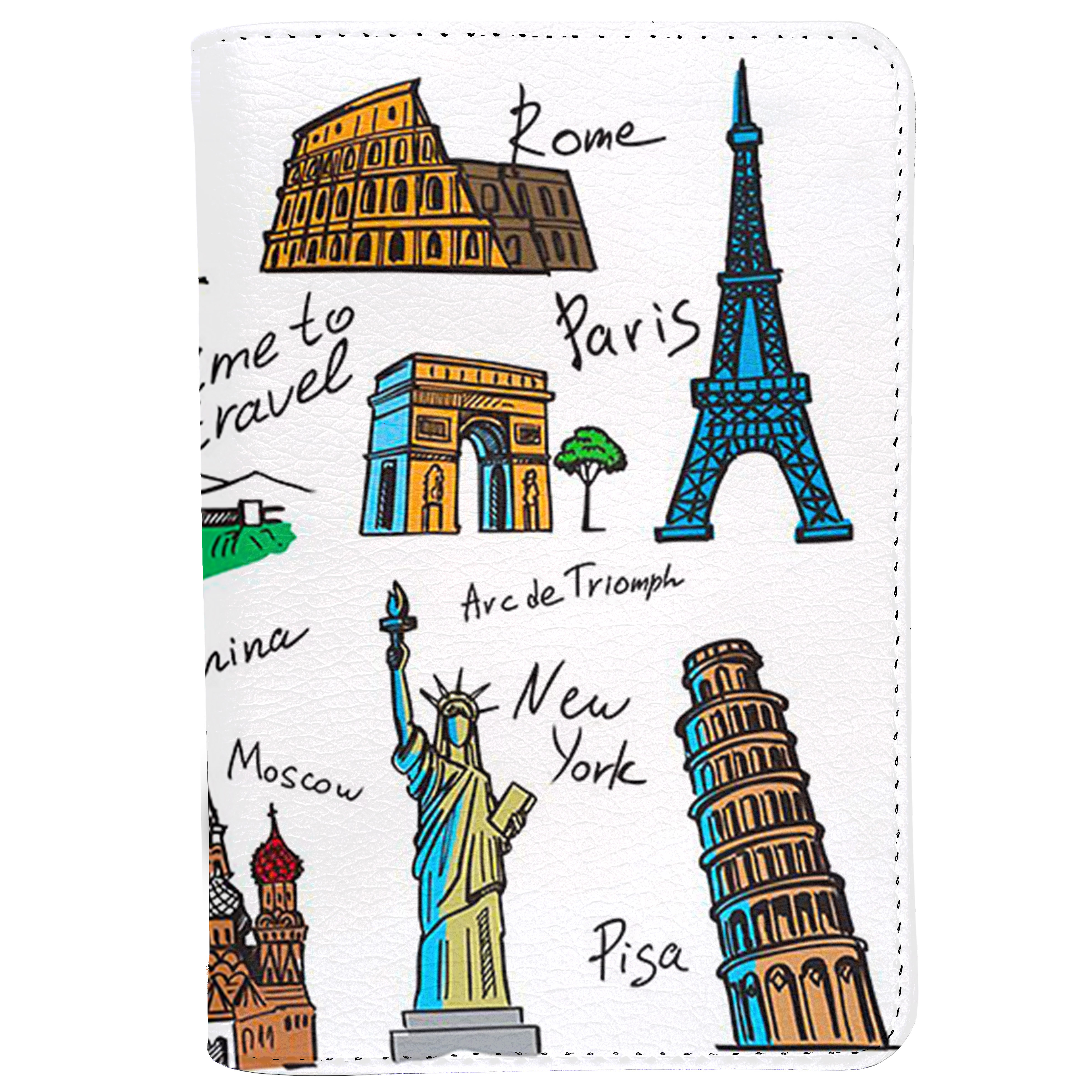 Ví Đựng Passport Du Lịch KỲ QUAN THẾ GIỚI - Bao Da Hộ Chiếu Và Phụ Kiện CUTE - Passport Cover Holder WORLD WONDER - Thiết Kế Độc Đáo - Nghệ Thuật - LT025