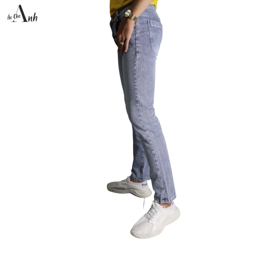 Quần jean nam cạp cao giấu bụng tốt baggy BASIC nhiều màu freesize vải xuất xịn - Q016