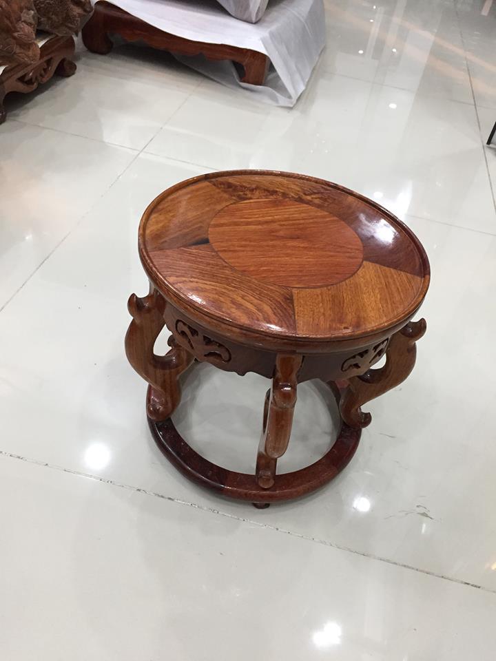 Ghế đôn kỷ tròn, cao 26cm, mặt ghế có nhiều kích cỡ, gỗ hương việt nam