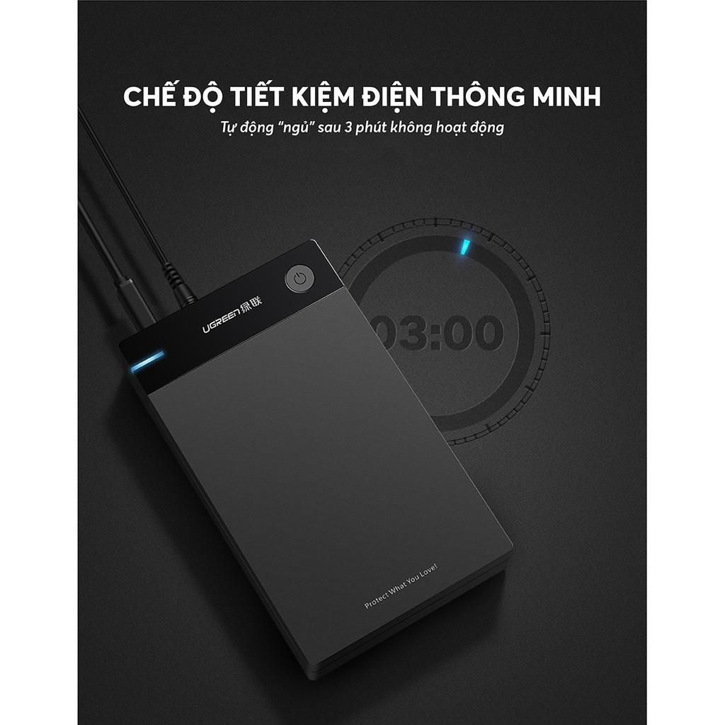 Vỏ hộp đựng ổ cứng SATA 3.5/2.5 inch, dài 50cm, hỗ trợ 10TB, USB 3.0 UGREEN US222 50422 - Hàng chính hãng