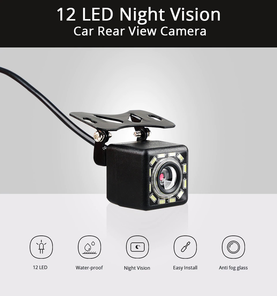 Camera Lùi Dành Cho Ô Tô Chống Nước 12 LED Cao Cấp AZONE