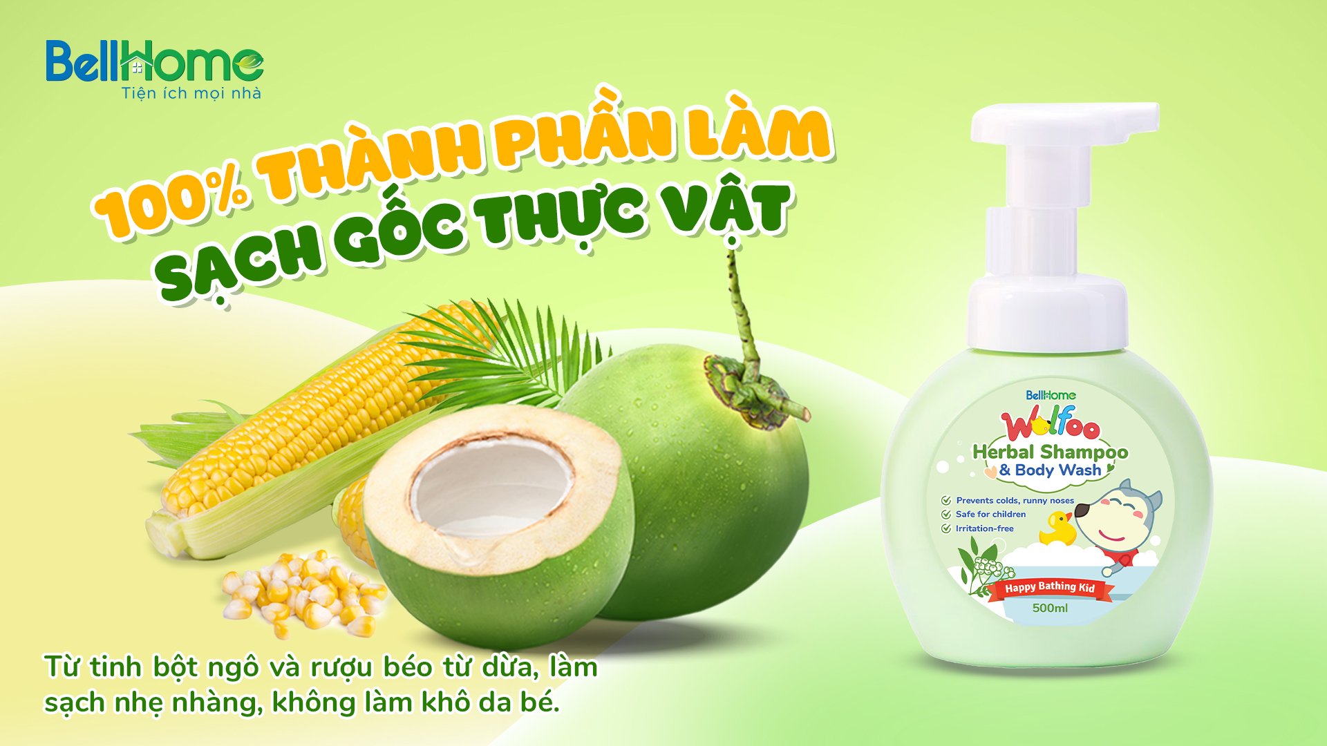 Tắm Gội Thảo Dược Wolfoo Baby 500ml