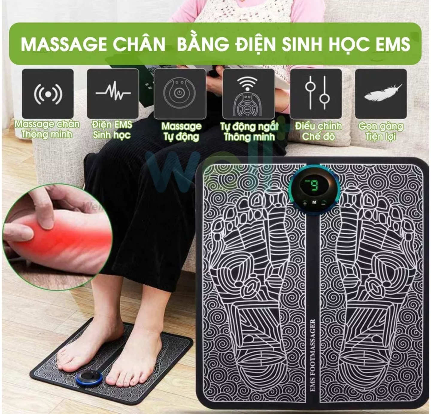 THẢM MASSAGE CHÂN GIÚP GIẢM ĐAU NHỨC MỎI CHÂN 6 CHẾ ĐỘ MASSAGE THÔNG MINH MẪU MỚI HÀNG CAO CẤP