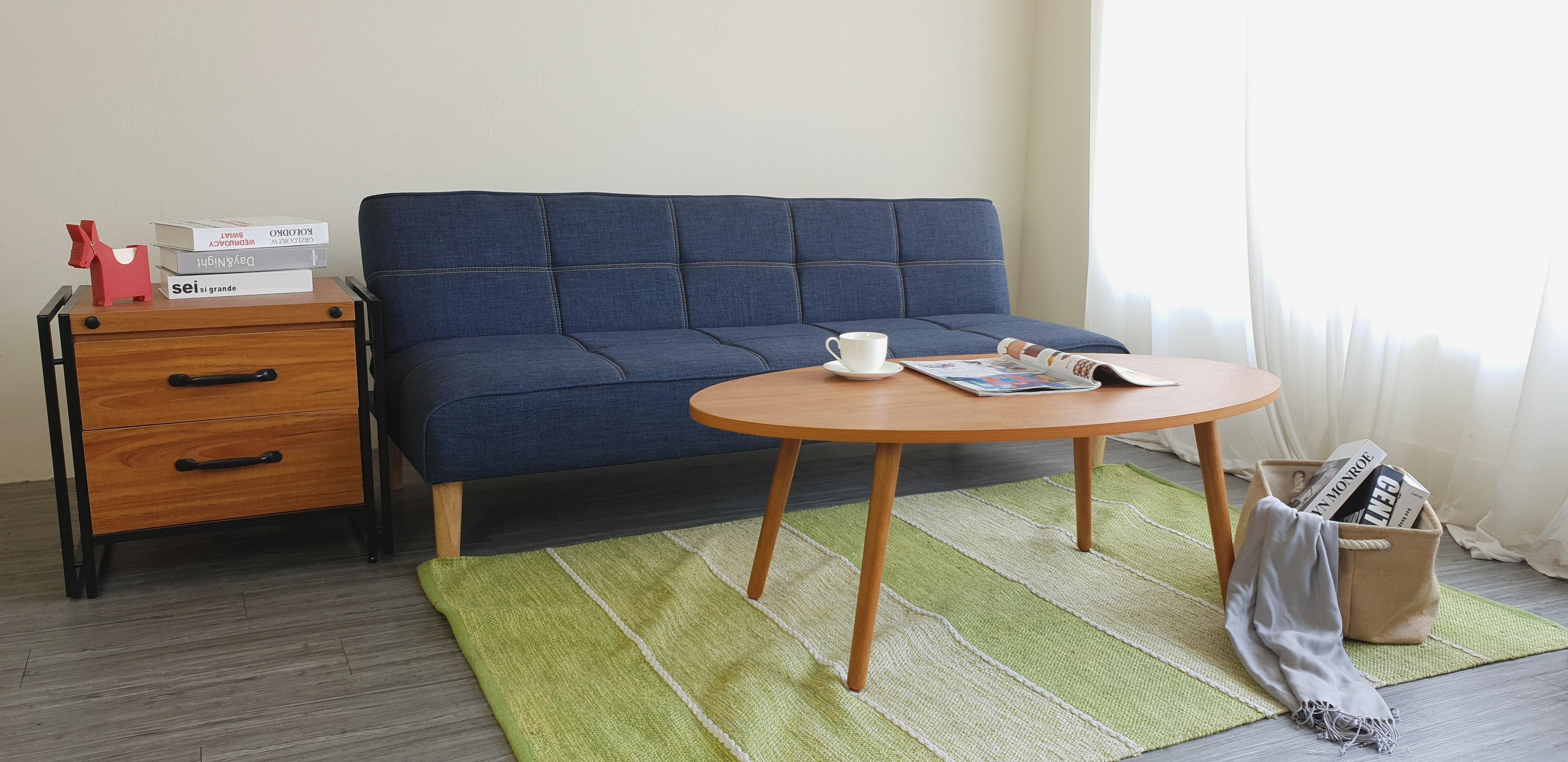 Sofa bed 3 trong 1 Juno sofa chân gỗ màu xanh dương đậm